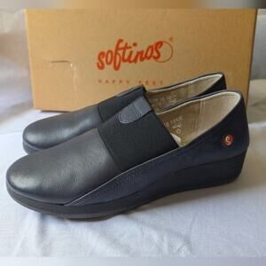 Softinos by FLY London Leather Gored Slip-on Shoes Amo Navy Size 35 EU 5 Us